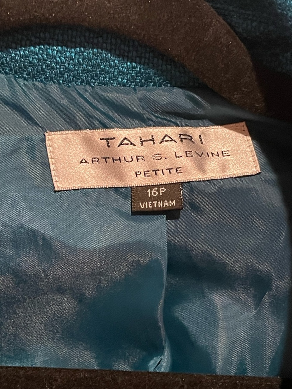 Tahari Teal Textured Three-Button Blazer - Picture 2 of 2